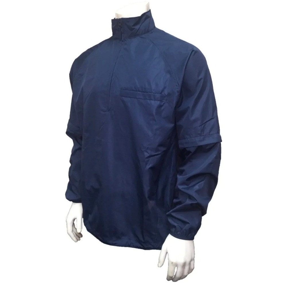 Navy Blue Convertible Windbreaker Athletic Detachable Sleeves Referee Umpire